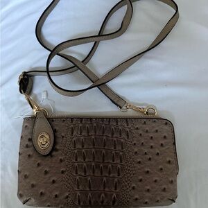 Jen & Co Vegan Leather Crossbody and Wristlet Bag - Deep Taupe